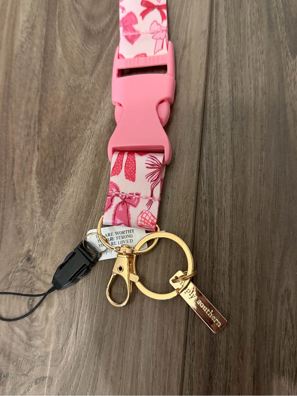 Simply Southern Pink Floral Lanyard with Gold Keyring. Back to school.